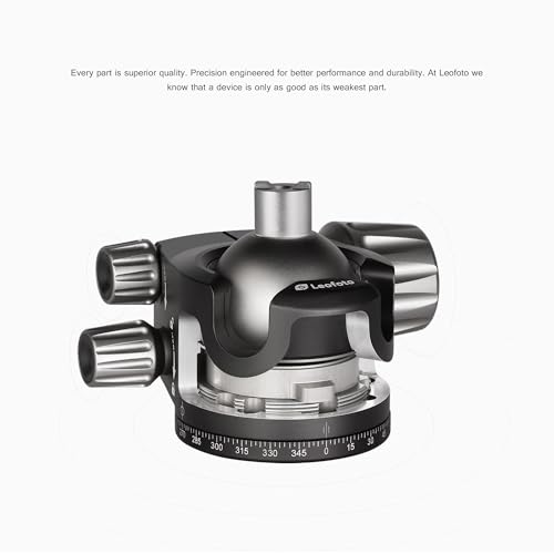 LEOFOTO Low Profile Camera Tripod Ball Head, 91mm Aluminium Ball Head with 1/4" Quick Release Plate, 360° & 90° Tilt Panoramic Ball Head, 3/8" Mounting Screw for Slider/Tripod/Monopod, Max Load 44lb - color: Lever Release, 91mm, with QR Plate, Max Load 44