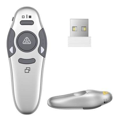 QUI Presentation Clicker Wireless Presenter Remote Clicker for PowerPoint Presentation Remote, PowerPoint Slide Advancer for Mac/Windows/Google Slide/Keynote, Silver, A - color: Silver