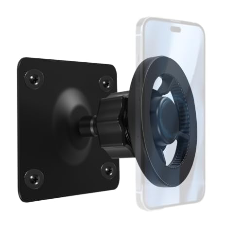 Magnetic Wall Mount Phone Holder Compatible with MagSafe, Aluminum, Black, 360 Degree Rotation, for iPhone 12/13/14/15/16/17 Plus Pro Mini