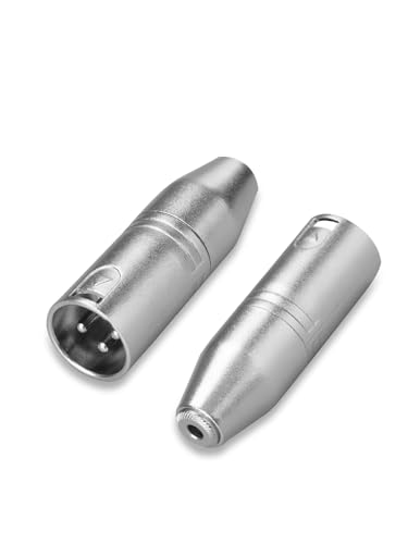 CableCreation 3.5mm to XLR Male Adaptor 2pcs,X LR to 1/8'' Stereo Audio Converter,1/8 inch TRS Stereo Jack Female to 3 Pin XL R Microphone Extender for Camcorder,Mixer,Speaker,Microphone,Amplifier - size: XLR Male