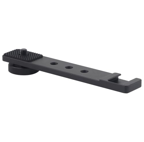 Aluminum Camera Cold Shoe Mount, Hot Shoe Extension Camera Flash Bracket for Light, Mic, with 1/4'' Tripod Screw-4.9" Long