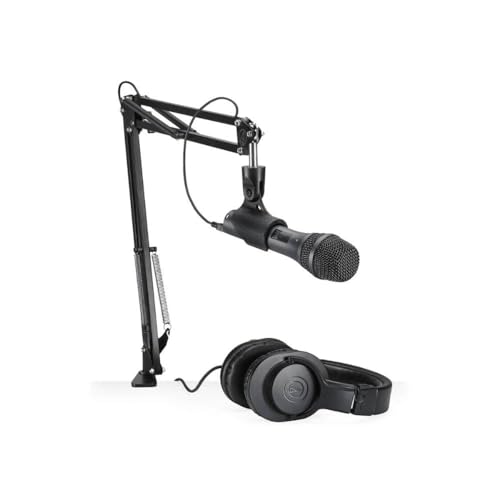 Audio-Technica AT2005USBPK Vocal Microphone Pack for Streaming/Podcasting, Includes USB and XLR Outputs, Adjustable Boom Arm, & Monitor Headphones,Black - style: AT2005USBPK