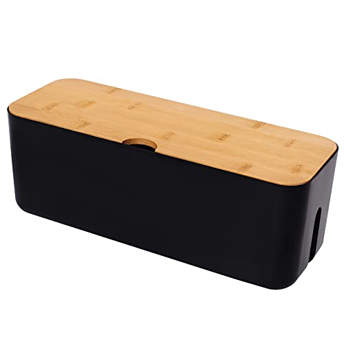 Changsuo Cable Management Box Small White Cable Organizer Box for Extension Cord Power Stripe Surge Protector Wire Management Concealer Organizer Cover Hider for Desktop Home Office Kitchen (Black) - color: Black, size: Small Only