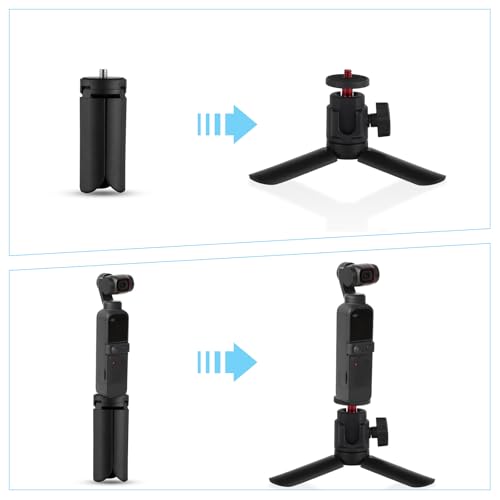 Mini Tripod for DJI Osmo Pocket 3 & 2, Foldable Stand with 1/4″-20 Screw Mount, Portable, Compact Desktop Stand Compatible with Osmo Pocket, DJI Osmo Action 5/4, and Insta360 Ace Pro