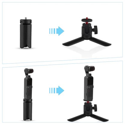 Mini Tripod for DJI Osmo Pocket 3 & 2, Foldable Stand with 1/4″-20 Screw Mount, Portable, Compact Desktop Stand Compatible with Osmo Pocket, DJI Osmo Action 5/4, and Insta360 Ace Pro