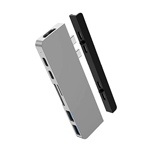 HyperDrive Duo 7-in-2 MacBook USB C Hub — for Mac w/Dual Ports, 4K60Hz HDMI, 40Gbps USB-C 100W Power Delivery, USB-A, SD/MicroSD, Magnetic Mount — (Silver)