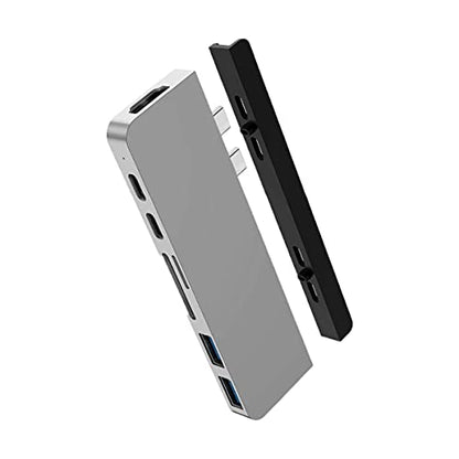 HyperDrive Duo 7-in-2 MacBook USB C Hub — for Mac w/Dual Ports, 4K60Hz HDMI, 40Gbps USB-C 100W Power Delivery, USB-A, SD/MicroSD, Magnetic Mount — (Silver)