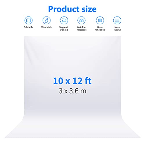NEEWER 10 x 12FT / 3 x 3.6M PRO Photo Studio Premium Polyester Collapsible Backdrop Background for Photography, Video and Television (Backdrop ONLY) - White - color: White, size: 10 x 12 ft