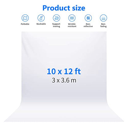 NEEWER 10 x 12FT / 3 x 3.6M PRO Photo Studio Premium Polyester Collapsible Backdrop Background for Photography, Video and Television (Backdrop ONLY) - White - color: White, size: 10 x 12 ft