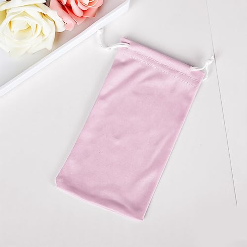 6pcs Eyeglasses Sunglasses Microfiber Pouch Bag, Cell Phone Storage Pouch 7.1" x 3.5" - color: Pink