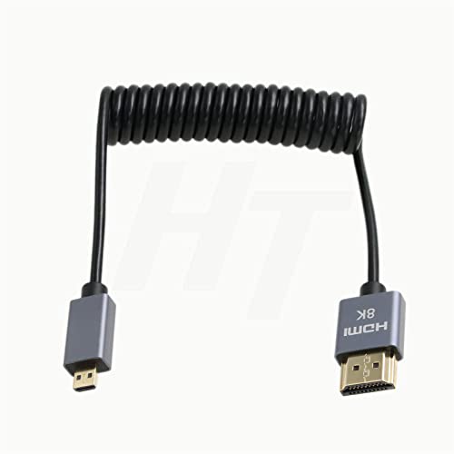 Micro HDMI to Standard HDMI 4K 8K 60fps Coiled Cable for ATOMOS Ninja V Monitor Sony A6400 A7s Canon EOS M R5 R7 GH4 X-T4 Z50 Camera Type A D HDMI 2.1 30cm - color: Straight Micro HDMI to Straight HDMI