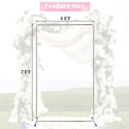 Wedding Arch Backdrop Stand,7x4 FT Metal Arch Backdrop Stand for Ceremony, Stainless Steel Square Backdrop Stand for Parties,Wedding,Birthday,Anniversary,Baby Shower,Garden Decorations - size: 7*4 ft