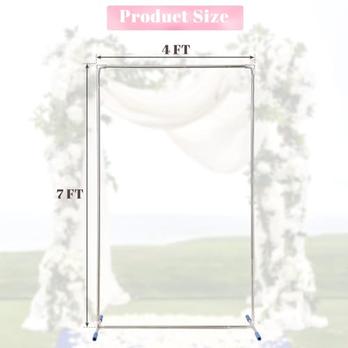 Wedding Arch Backdrop Stand,7x5 FT Metal Arch Backdrop Stand for Ceremony, Stainless Steel Square Backdrop Stand for Parties,Wedding,Birthday,Anniversary,Baby Shower,Garden Decorations - size: 7*5 ft