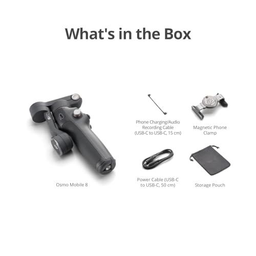 DJI Osmo Mobile 8 Standard Combo, Gimbal Stabilizer for Phone, AI Native Tracking, 360° Pan Rotation, Built-in Extension Rod & Tripod, 10h Battery, Extension Rod, Robust 3-Axis Stabilization