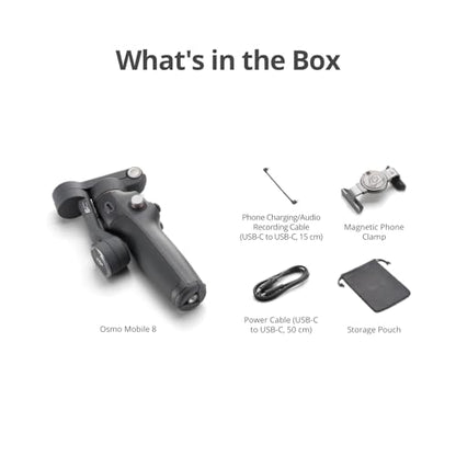 DJI Osmo Mobile 8 Standard Combo, Gimbal Stabilizer for Phone, AI Native Tracking, 360° Pan Rotation, Built-in Extension Rod & Tripod, 10h Battery, Extension Rod, Robust 3-Axis Stabilization