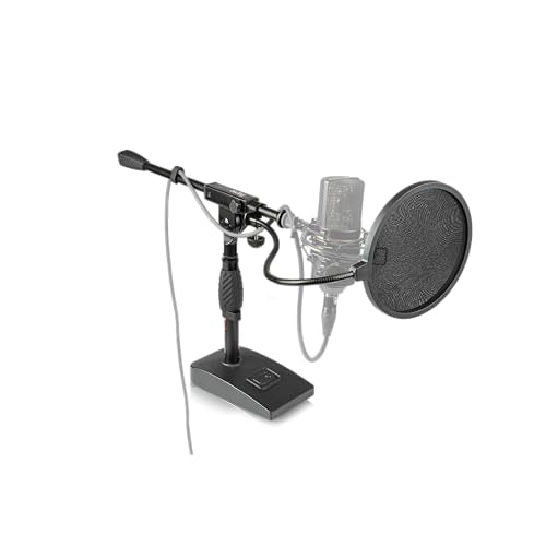 Gator Frameworks Short Weighted Base Desktop Microphone Stand with Boom arm, and Adjustable Height, Base Dimensions - 4.5" X 8" (GFW-MIC-0821) - style: Weighted Base