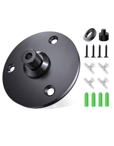 Microphone Flange Mount with Anti-Slip Pad - Metal & Compact 5/8" Male Thread Mic Flange Mount, Table & Wall Mount Mic Base Bracket with Screws, Ideal for Podium Gooseneck Mic Stand & DIY Setup - size: 1 Pc