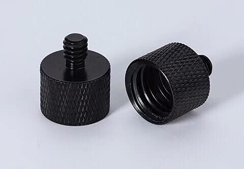 Mic Stand Adapter 5/8 to1/4 Microphone Screw Adapter Thread Screw Adapter for Camera Monitor Microphone Stand Microphone holder 2 Pack Black