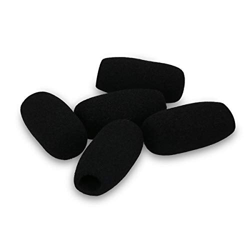 kwmobile Microphone Foam Covers (Set of 5) - 1.8x0.9x0.5 inches (4.8x2.4x1.2 cm) Windscreen Protective Pop Filter Pack for Microphones - Black