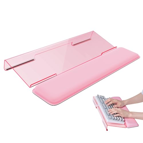 Laborio Computer Keyboard Wrist Rest Stand for Desktop, Keyboard Holder for Easy Typing with Wrist Pad for Office Desk, Home, School (Pink) - color: Pink