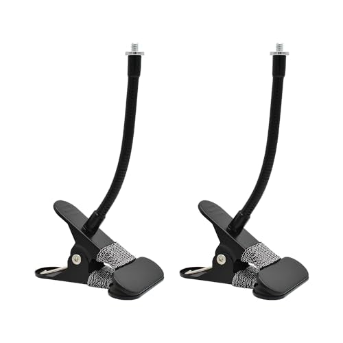 Holicfun Indoor Outdoor Security Camera Flexible Clip Mount, Black, 2-Pack | Universal 1/4"-20 threaded clamp bracket, fits Ring/Blink/Wyze/Arlo and more, 15cm adjustable gooseneck arm - color: Black, size: Short Arm (2-Pack)