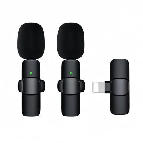 K9 Professional Wireless Lavalier Lapel Microphone for iPhone, iPad - Cordless Omnidirectional Condenser Recording Mic for Interview Video Podcast Vlog YouTube (K9IOS1-2) - color: for lightning plug