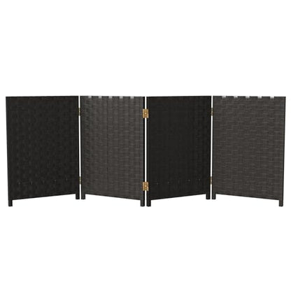 Red Lantern 2 ft. Short Woven Fiber Folding Screen - 4 Panel - Black - color: Black, size: 4 Panel
