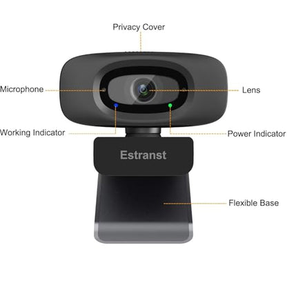 2K Quad HD Webcam with Privacy Cover & Noise-Canceling Microphone, Video Web Streaming Camera for PC Computer Desktop Laptop Mac Zoom Teams &More, 1pc USB C Adapter - style: Webcam+USB C Adapter