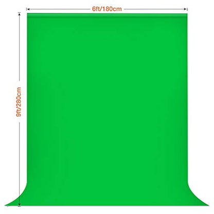 Yesker 8.5x10ft Green Screen Backdrop Kit with Stand Photography Greenscreen Background Support System with 6x9ft Muslin Chromakey Backdrop and Clamp for Photo Video Studio Portrait Product Shooting - size: 8.5 x 10ft