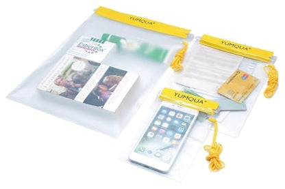 YUMQUA Clear Waterproof Bag, Waterproof Document Pouch Passport Holder Water Tight Map Case Waterproof Pouch Water Proof Small Dry Bags for Kindle Phone Tablet Camera, Kayak Boat PaddleBoard - color: Yellow
