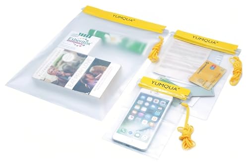 YUMQUA Clear Waterproof Bag, Waterproof Document Pouch Passport Holder Water Tight Map Case Waterproof Pouch Water Proof Small Dry Bags for Kindle Phone Tablet Camera, Kayak Boat PaddleBoard - color: Yellow