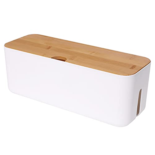 Changsuo Cable Management Box Small White, Extension Cord Organizer for Power Stripe Surge Protector Wire Management Concealer Cover Hider for Desktop Home Office Kitchen (White) - color: White, size: Small Only