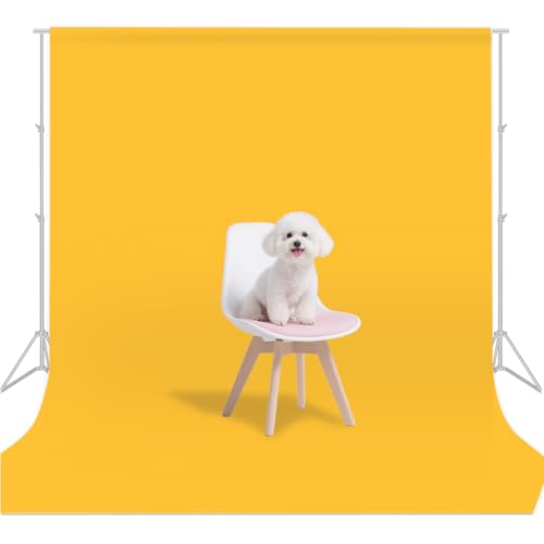 Yellow Photo Backdrop for Photoshoot Background Photography 5x7ft | Polyester, Portrait Studio Photographic, Streaming Video Shooting - color: Yellow, size: 5X7 FT
