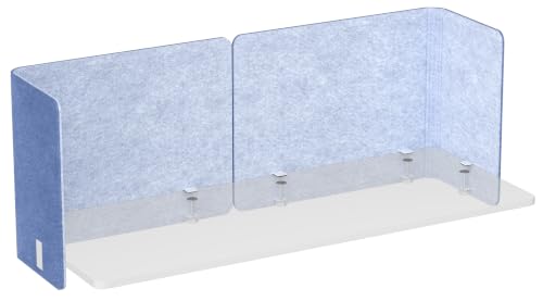 Desk Privacy Panel,2PCS L-Shaped Clamp-On Office Desk Divider,2-in-1 Acoustic Desktop Partition Or Under Desk Modesty Panel,for Office,Home,Felt (Dark Blue/Light Blue, 47.2" x 18.7") - color: Dark Blue/Light Blue, size: 47.2" x 18.7"