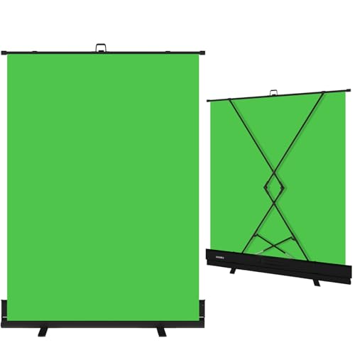 LIHONG 59.8x78.7in Pop Up Green Screen Collapsible Chroma Key Backdrop,Portable Retractable Photo Background with Stand for Tiktok Video, Live Game,Pull-up&Down Style - color: Green, size: Stardand(59.8x78.7 in)
