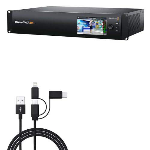 BoxWave Cable Compatible with Blackmagic Ultimatte 12 8K - AllCharge 3-in-1 Cable - Jet Black
