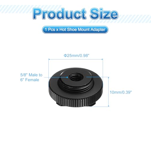 PATIKIL Hot Shoe Adapter 5/8" Male to M6 Female, 1 Pcs Hot Shoe Mount Adapter Camera Mount Screw Camera Video Light Converter for Microphone Holder Accessories 0.39x0.98x0.98 Inch