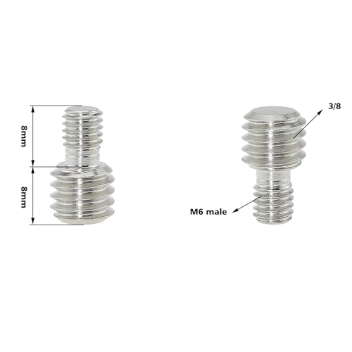 3PCS M6 Male to 3/8 Male Tripod Screw Adapter Camera Metal Screw for Photographic Equipment Binoculars Lamp Holder