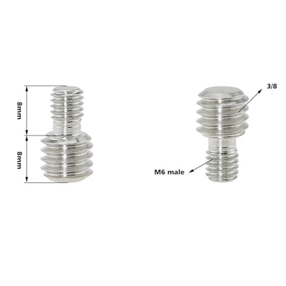 3PCS M6 Male to 3/8 Male Tripod Screw Adapter Camera Metal Screw for Photographic Equipment Binoculars Lamp Holder