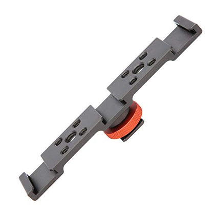3 in 1 Hot Shoe Mount Adapter, Extension Bar Bracket Stand with 3pcs Hot Shoe Mount for Camera Mobile Phone Rabbit Cage (Gray) - color: Gray