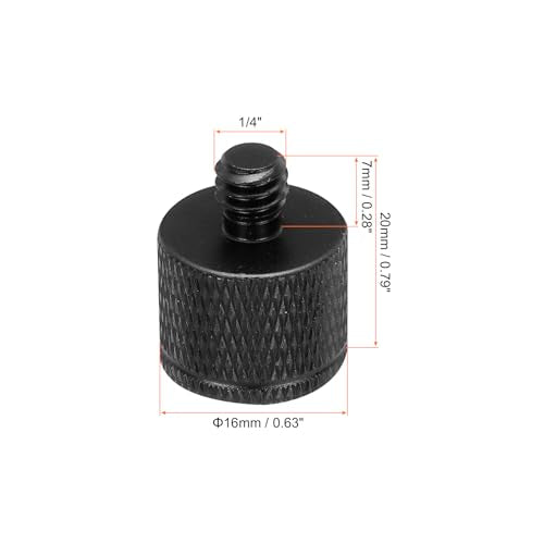 6Pcs Mic Stand Adapter M5 Female to 1/4 Male Thread Screw Adapter Aluminum Alloy for Microphone Tripod Stand Mount, Black