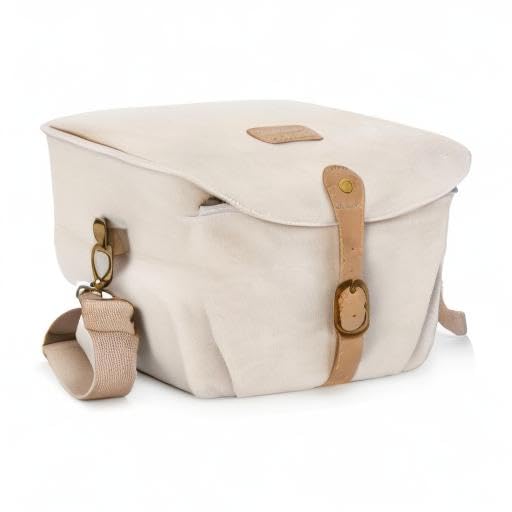 BAGSMART Canvas Crossbody Camera Bag with Rain Cover Women Men, Ivory White | SLR DSLR Camera Case, Compact Camera Shoulder Bag - color: 02-Ivory White
