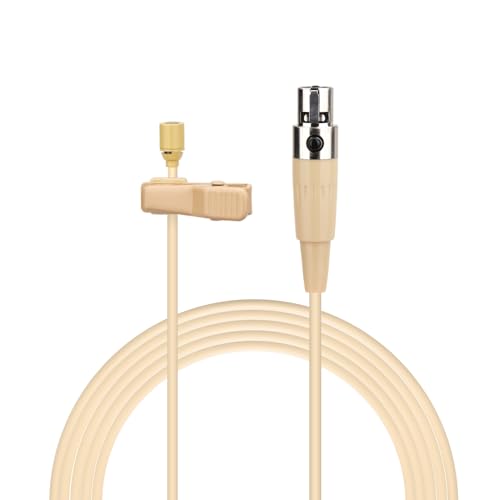 YXG Lavalier Microphone Lapel Microphone, Omnidirectional Condenser mic Compatible with Shure Wireless Bodypack Transmitter, Beige-with 1.45m Cable Mini XLR 4 Pin TA4F Plug