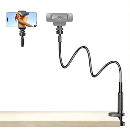Webcam Stand Mount for Desk, Flexible Gooseneck Webcam arm Holder with Clamp, Web Camera Computer Stand Compatible with Action Camera Gopro C922 C930e C920S C920 C615 C960 C920x BRIO