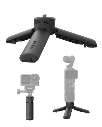 TELESIN Mini Tripod & Grip for DJI Osmo Pocket 3/4 & Insta360 Luna Ultra, One Click Open Desktop Stand&Handle with 1/4"Screw for DJI Action 6 5pro 4/GoPro/Insta360 X5/Camera/Phone/Digital Accessories