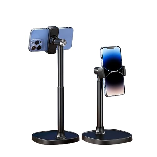 Hosannn Century Adjustable Cell Phone Stand Rotating Lifting Mobile Phone Holder for Desk & Video Recording Compatible with All iPhone for Galaxy (Black) - color: Black