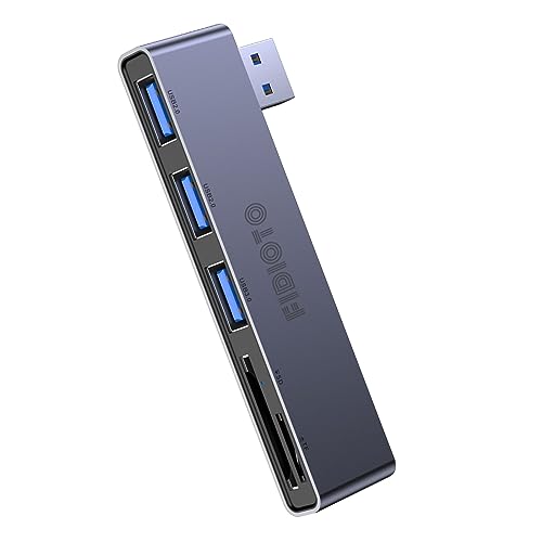 Fidioto USB A Hub, Left Model 5-in-1 Network-Hubs with 1 USB3.0 &2 USB2.0 & Micro SD/TF Card Reader, Compatible for Laptop MacBook, Chromebook, Dell, HP, Samsung, Keyboard, Mouse Etc. - color: 5in1-Left-Gery
