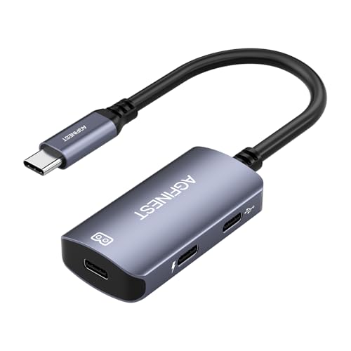 USB C to AR Glasses with Charging Adapter Enables Multi-Screen Enhanced 3D 4K@60Hz PD 100W Compatible for iPhone 15/16 Viture/Rokid/Xreal AR Glasses (Dual USB C) - style: Dual USB C