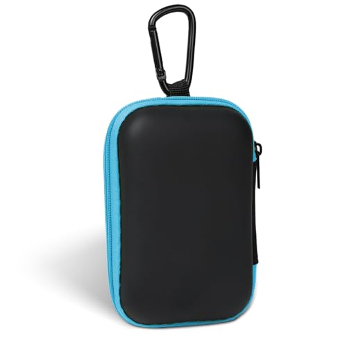Earbud Case Portable EVA Storage Bag Cell Phone Accessories Organizer with Carabiner for Wired/Wireless Earphone, Earbud, Earpieces, SD Memory Card, Camera Chips, Tech Pouch, Rectangle, Blue - color: D2-Blue