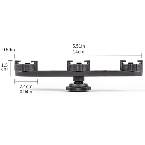 Camera Hot Shoe Mount Triple Shoe Mount Extension Bar Hot Shoe Adapter Bracket with 1/4 Screw Hole Accessory